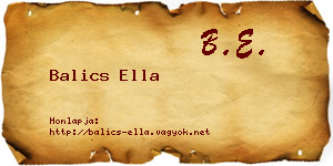 Balics Ella névjegykártya